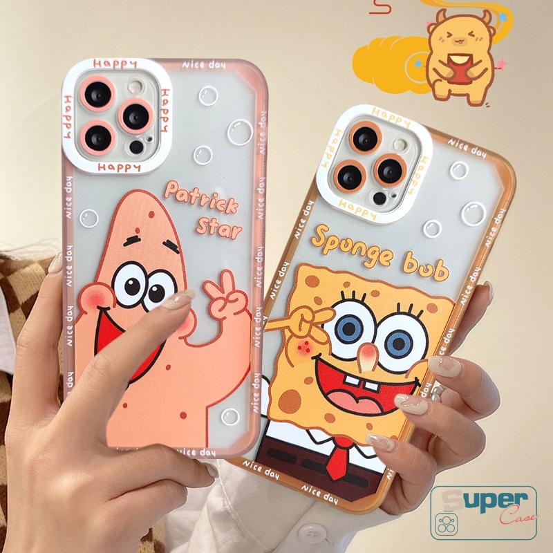 Fashion Kartun SpongeBob Ponsel Case Infinix Note 11 12 10 Pro Infinix Smart 5 6 4 Play Plus Hot 12i 11s NFC 10Lite 8 10 9 12 11 Play Transparan Tpu Lovely Patrick Star Soft Cover