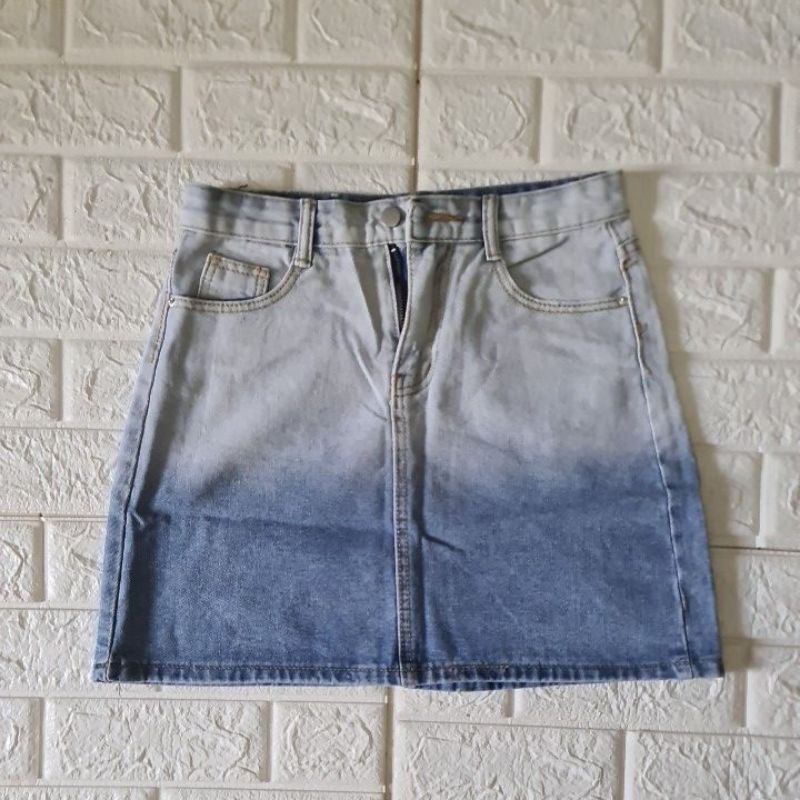 Rok pendek wanita import Bkk Keltis bahan jeans premium-Two tone color