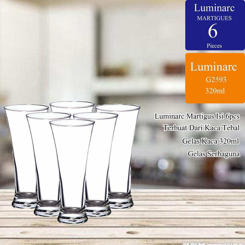 Gelas Set 6pcs * Gelas Kaca * Luminarc Martigues * Gelas Minum 320ml * G2593