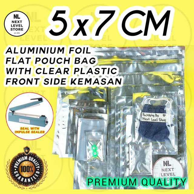 Aluminium Foil Pouch 5x7cm Flat Bag Clear Plastic Kemasan Premium