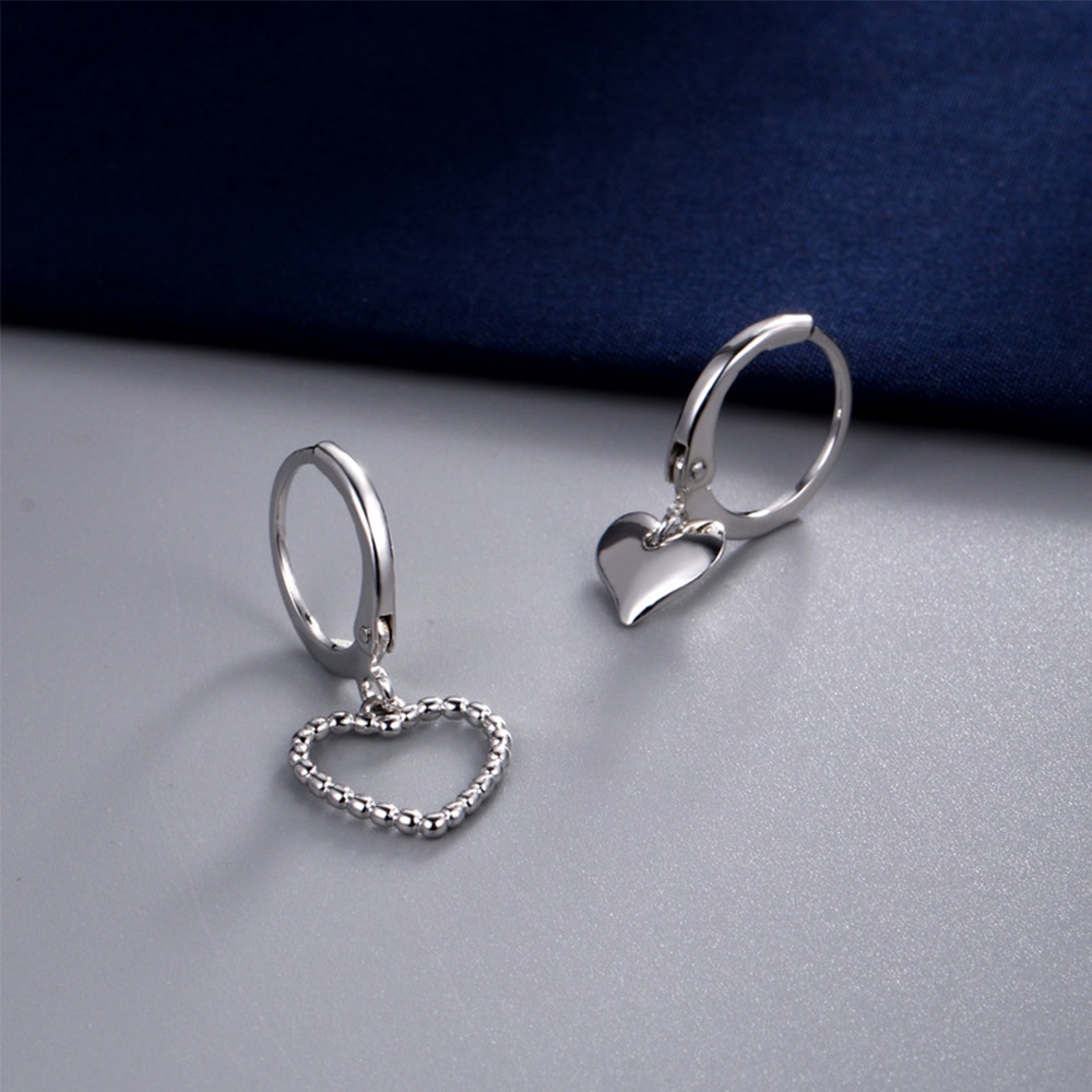 Needway  Accessories Hoop Earrings Women Ear Buckle Heart Earrings Parties Hollow Coper Plating Charm Gifts Asymmetry Heart Women Jewelry/Multicolor