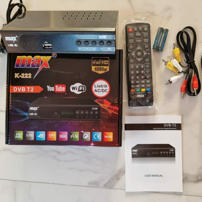 TV Box DVB T2 Seri K222 TV digital full siaran setrum AC atau DC.