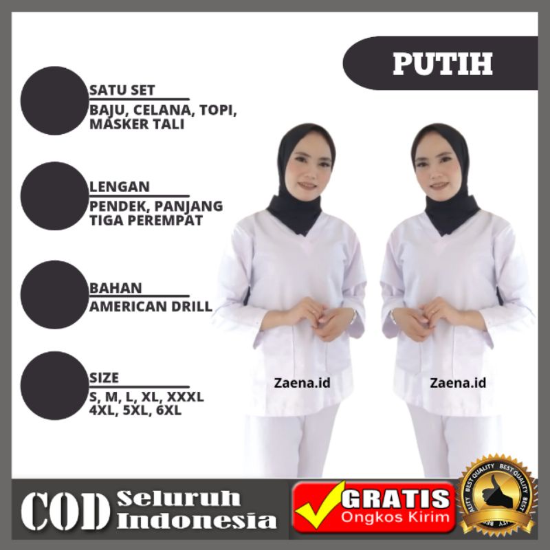 [PUTIH] Baju Dokter | Seragam Putih | Baju Jaga Medis | Baju Jaga Ok | Baju Jaga Dokter | Scrub