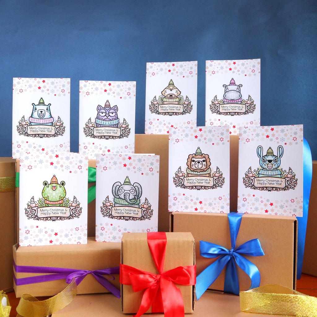 

Kartu Ucapan Natal ANIMAL LIPAT Greeting Card Scribble Cute Christmas