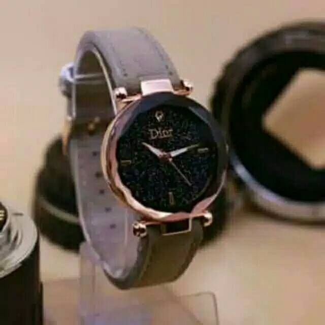 Jam Tangan Wanita Murah permata Kulit Plat Glitter Manik