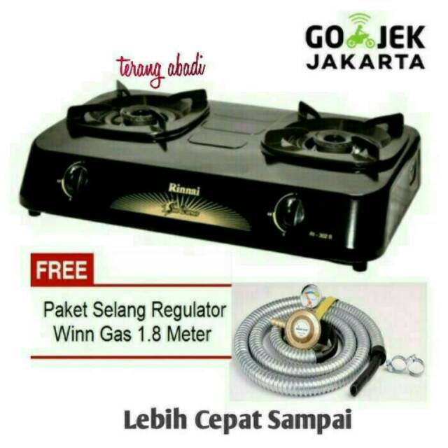 Kompor gas rinnai 2tungku 302s FREE selang paket winn