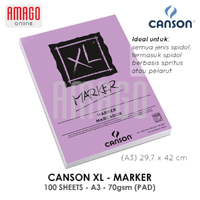 CANSON XL - MARKER - 100 SHEETS - A3 - 70G (PAD) - 200297237