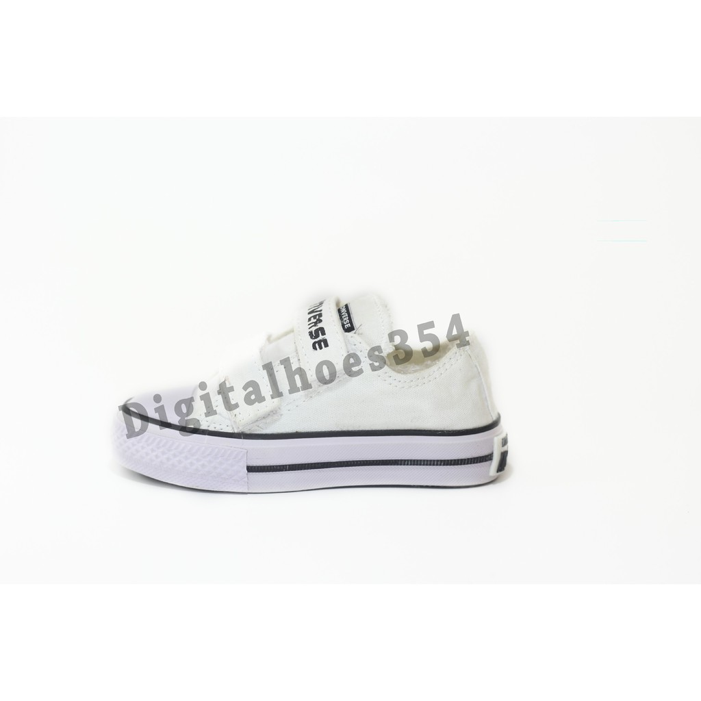  sepatu  velcro  converse  kids putih lis hitam uk 21 35 