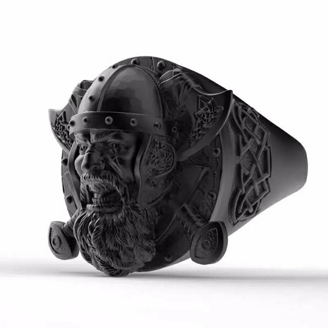 Cincin Pria black viking head