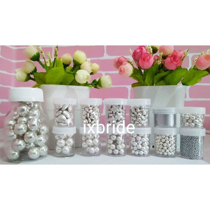 

sprinkle mutiara bintang love silver bisa dimakan