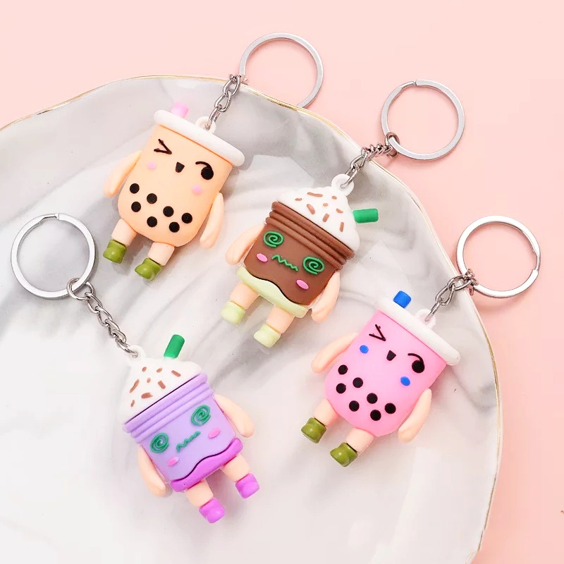 GANTUNGAN KUNCI BOBA // Ganci Karakter Boba Milk Tea Unik Lucu | Gantungan tas | Bag Charm | Souvenir Murah | Keychain | COD