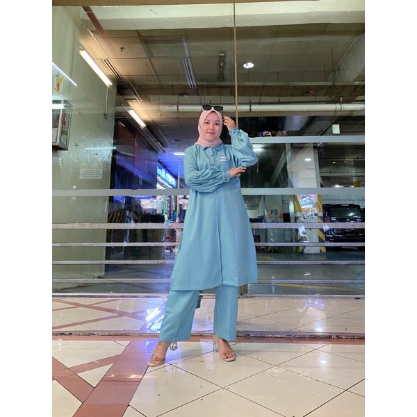 Setelan Long Tunik One Set , Setelan Celana Jumbo LD 110 ,Setelan Rayon Jumbo