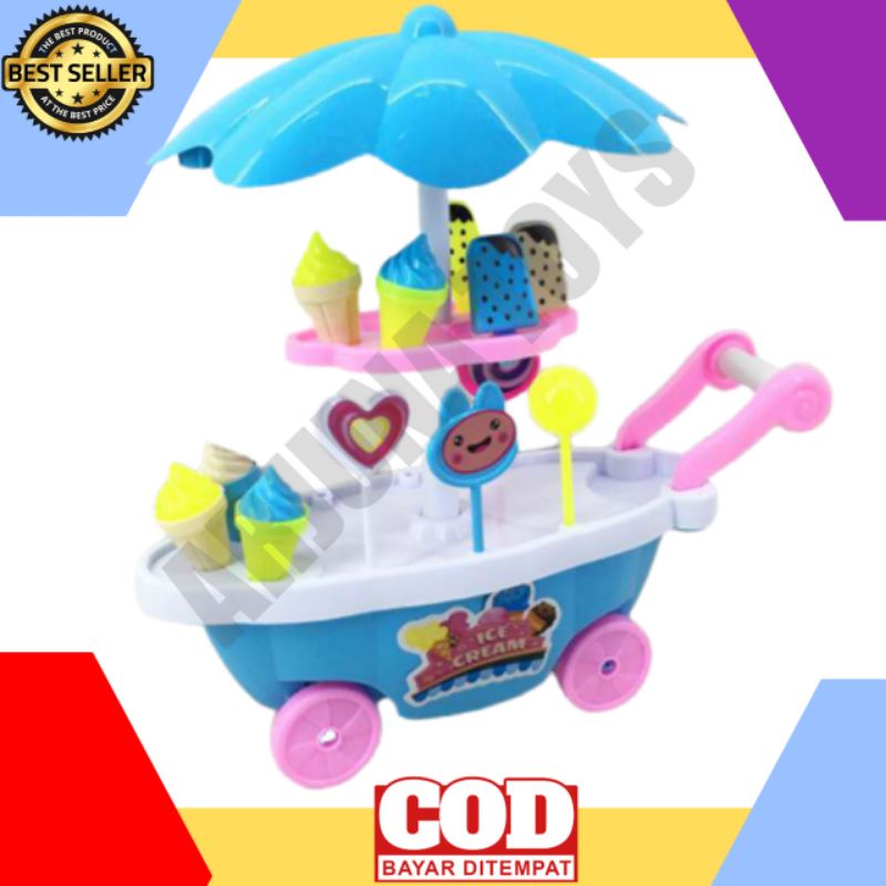 MAINAN ANAK GEROBAK ICE CREAM DORONG JUMBO FI540 MAINAN GEROBAK ES KRIM FI 540 - ICE STROLLER PROMO 