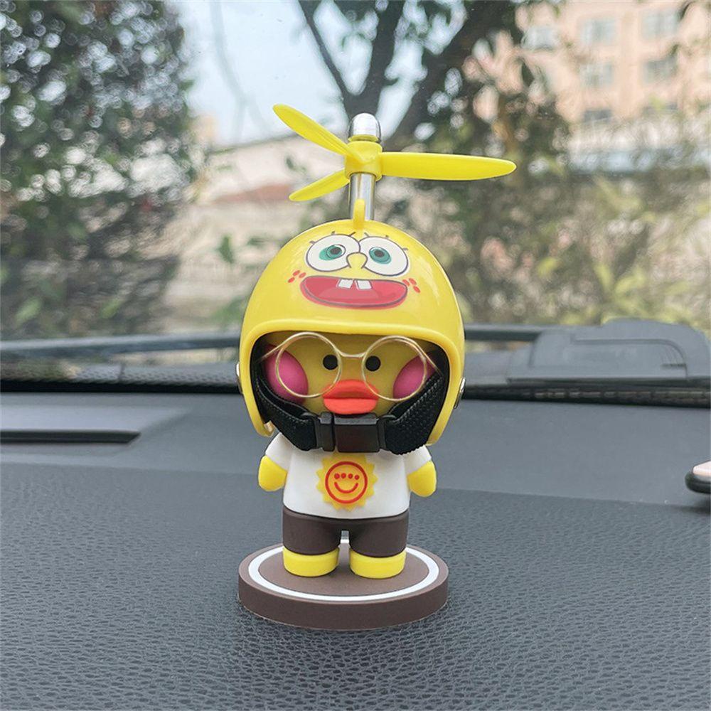 Lanfy Ornamen Bebek Kuning Ornamen Aksesoris Mobil Bersepeda Dekorasi Hadiah Untuk Teman Mobil Ornamen Baling-Baling Helm Bebek Mobil Dekorasi