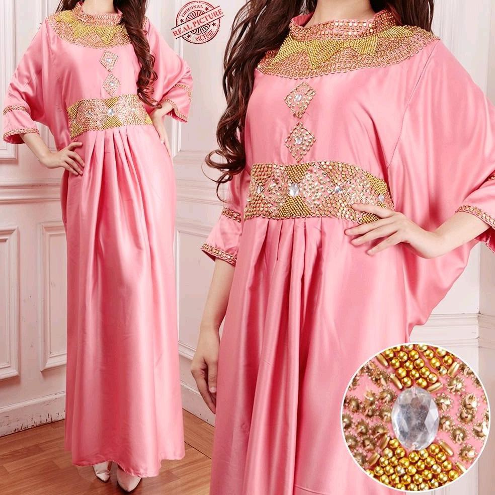 PREMIUM CN 9104-CAFTAN PRINCES   CAFTAN APLIKASI KERANCANG GOLD MEWAH (SATEN VELVET) FREE SIZE S-XL,