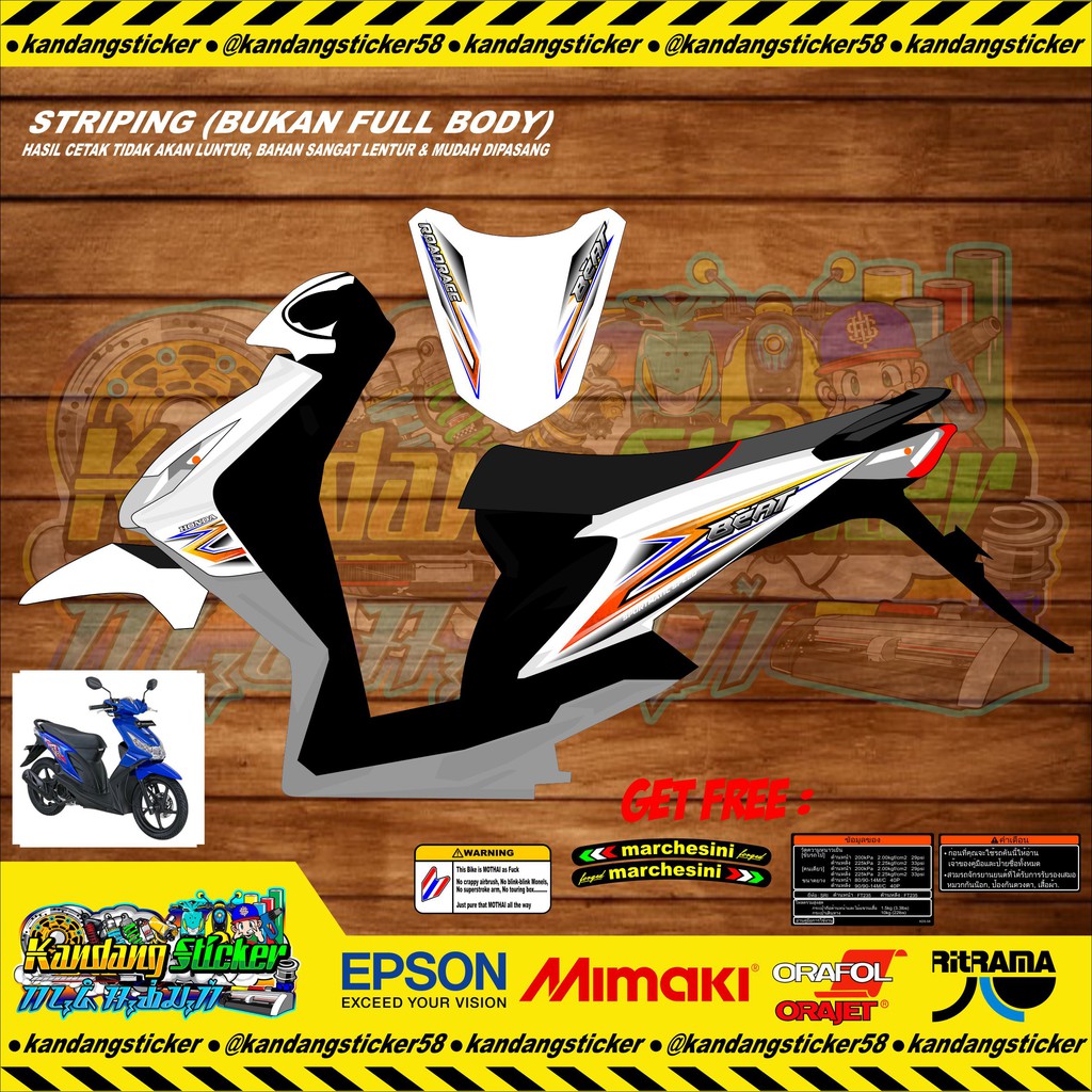 Striping Beat Karbu Custom Putih