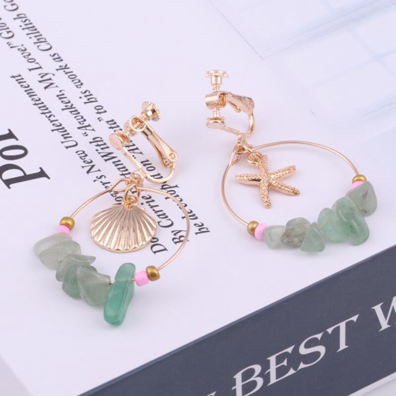 Anting Kait Gantung Desain Lingkaran Besarrumbai Kerang Gaya Boho Untuk Wanita