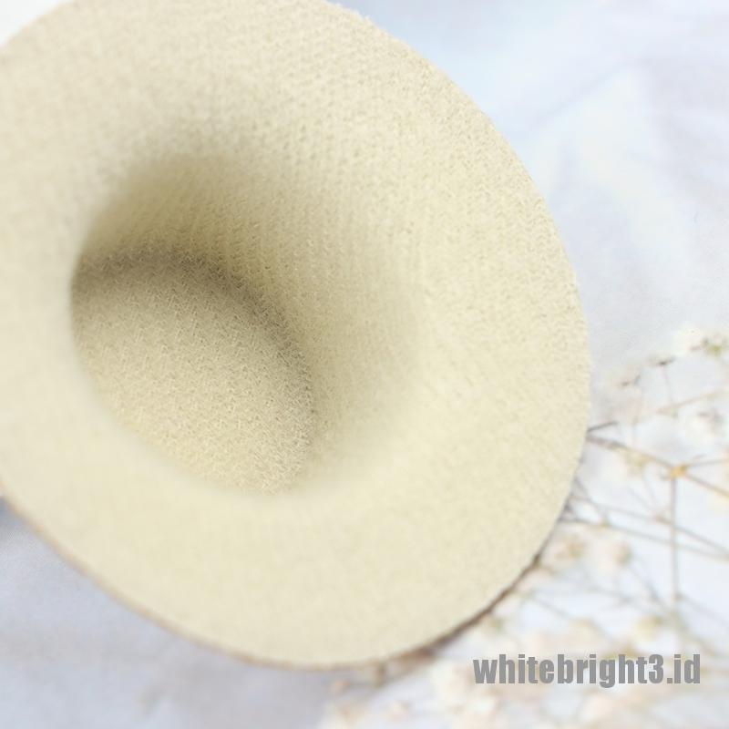 (white3) 2pcs Miniatur Topi Jerami Untuk Dekorasi Rumah Boneka