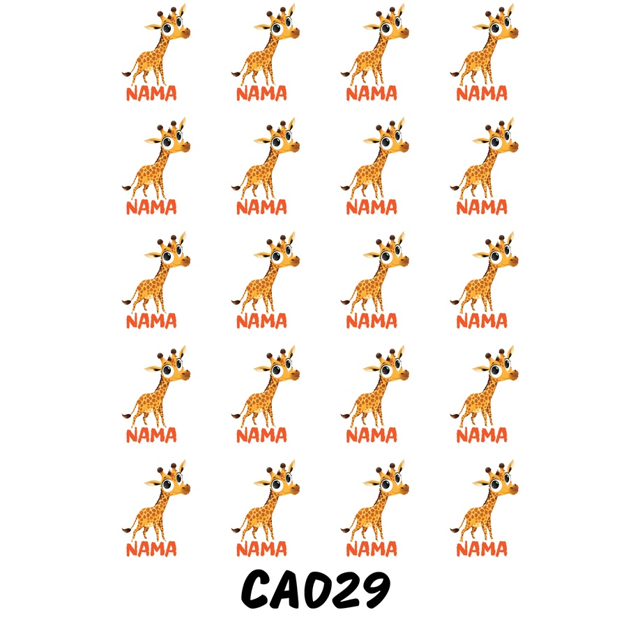 

Sticker Nama Cutting Label Waterproof Tahan Air Ghirafe B (CA029)
