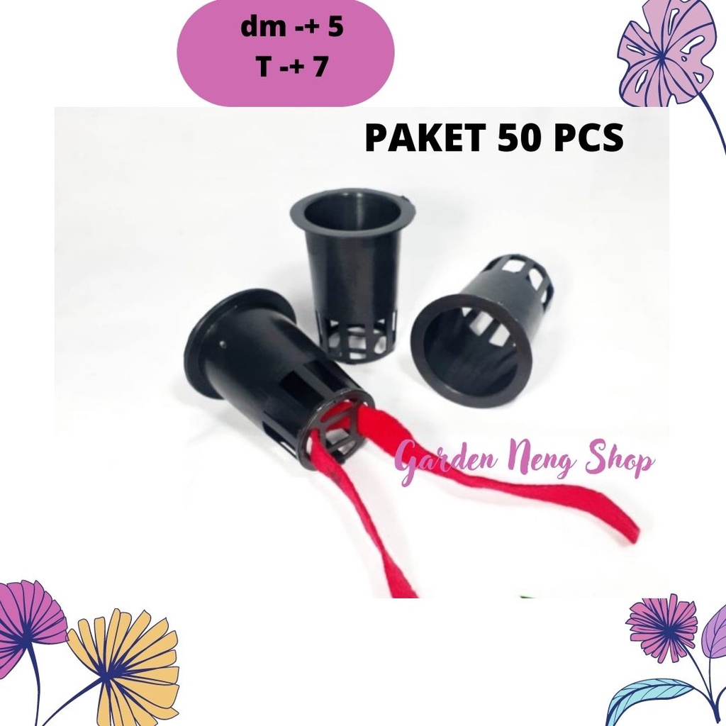 ( PAKET 50 PCS) TEBAL NETPOT 7 cm Tinggi HITAM Diameter 5cm Tebal Net pot Hidroponik - Netpot 7 HITA