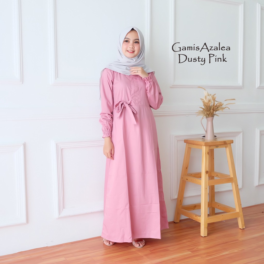 Gamis azalea warna dusty pink