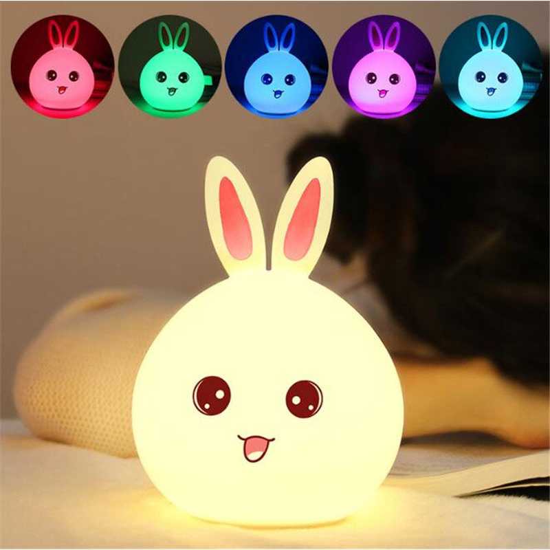 Lampu Tidur Gemoy Karakter Kelinci Little Bunny Rabbit USB LED RGB Light Silicone