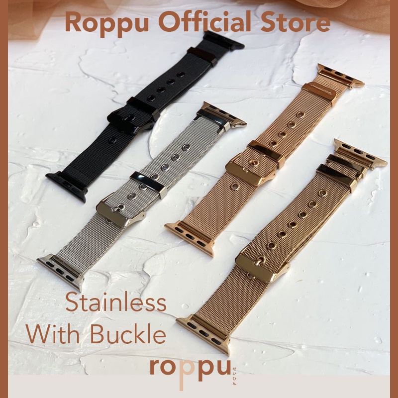 Roppu Stainless Steel Metal WITH BUCKLE Apple Watch Strap series 1/2/3/4 38mm,40mm,41mm42mm,44mm, 45mm