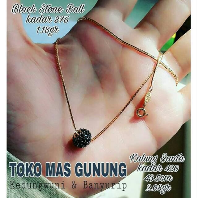 Kalung emas liontin black stone dior