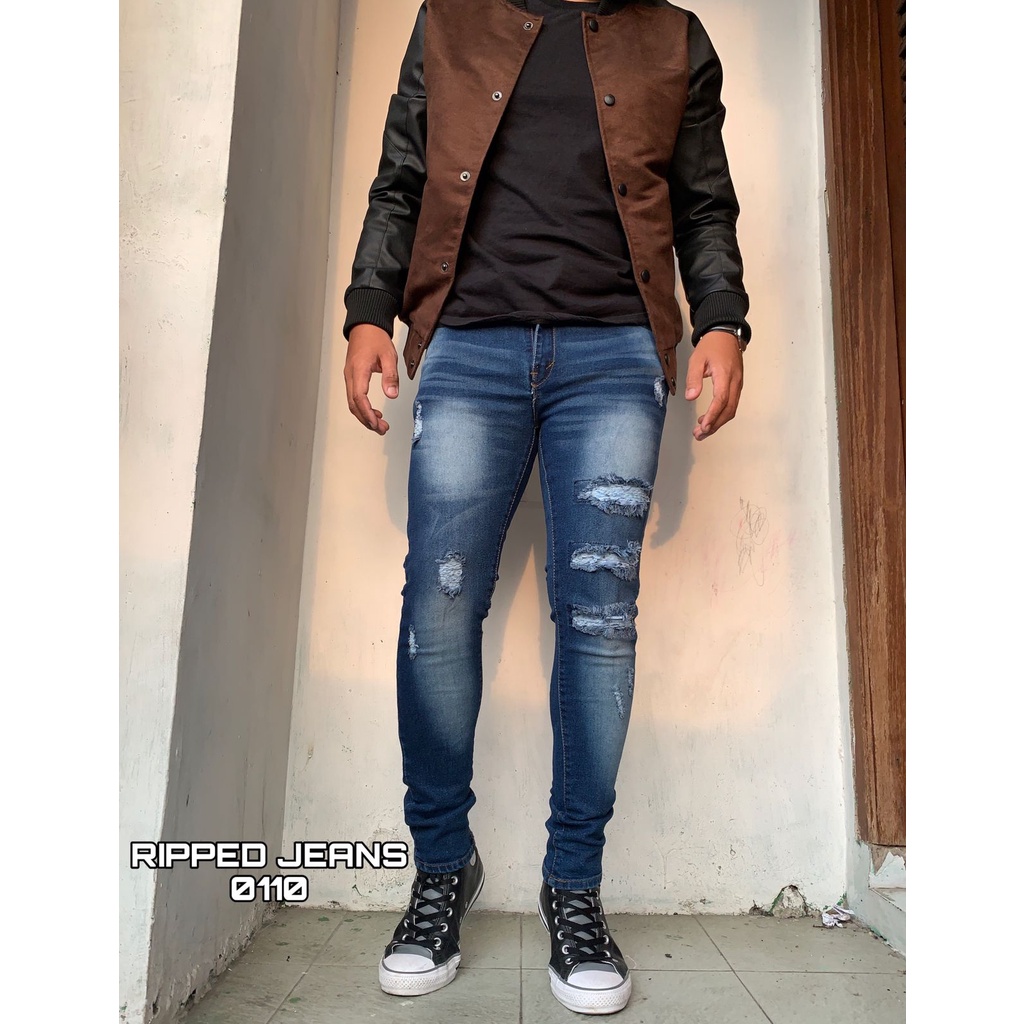 CELANA SOBEK JEANS/JEANS SOBEK PRIA/JEANS STRETCH MELAR TIDAK KAKU/JEANS RIPPED PRIA/CELANA JEANS PA