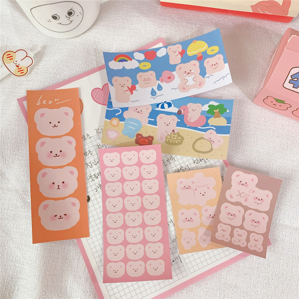 

Strowberry Millk 1Pc stiker siswa lucu beruang merah muda DIY dekorasi telepon stiker