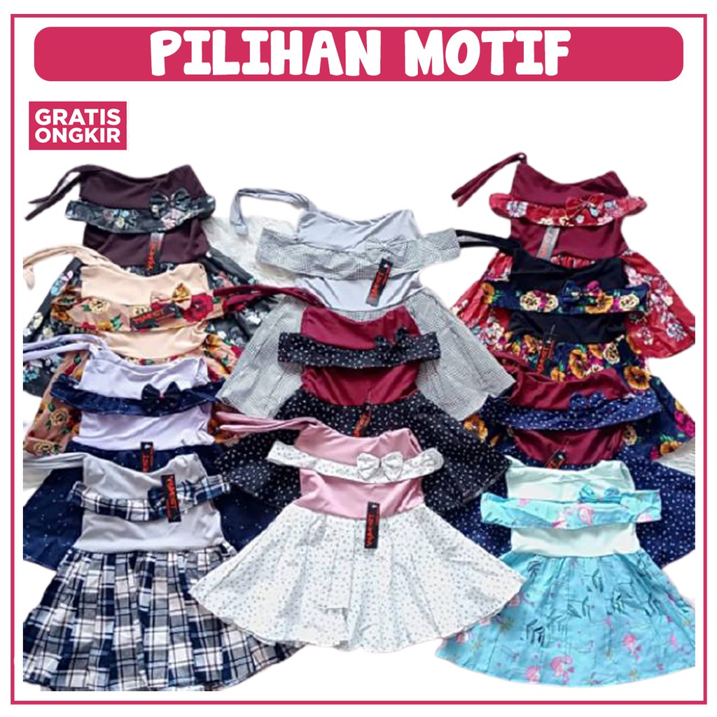 DRESS ANAK TALI SATU  / DRESS ANAK PEREMPUAN / DRESS MOTIF ANAK DRESS PITA TALI SATU DRESS ANAK CEWE