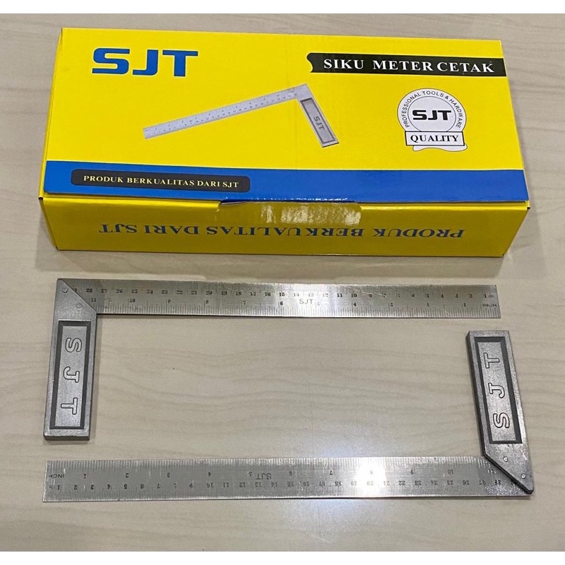 BAGUS 12” inchi SJT Siku meter 12inci sjt mistar siku tukang rol roll penggaris sudut 12 inci metera