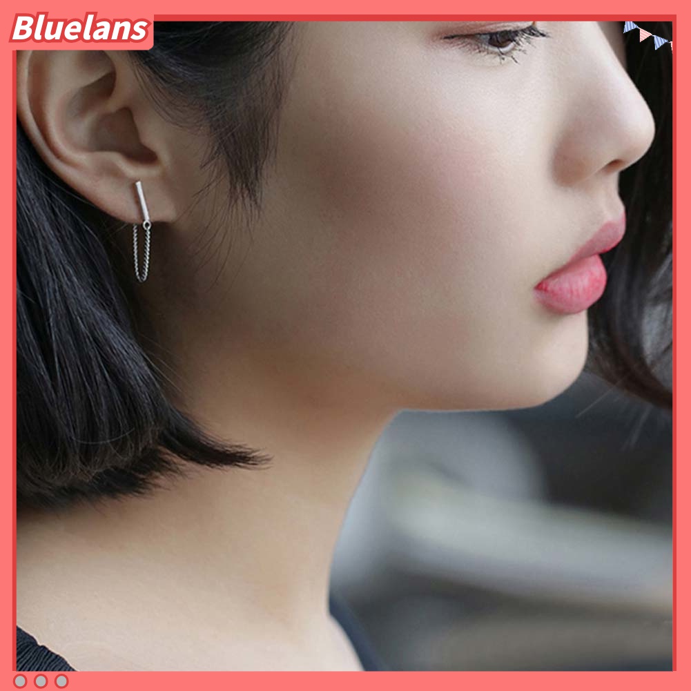 Anting Stud Rantai Menjuntai Gaya Minimalis Untuk Wanita