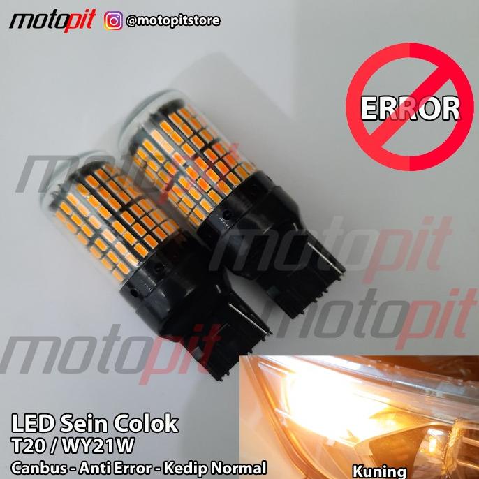 LED Sein Sen T20 WY21W Colok Kuning Canbus Anti Error Kedip Normal
