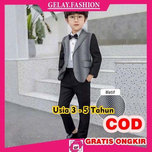 OneSet anak / Jas dan Celana Anak laki laki [set ade 3in1 VL] setelan anak blazer Fit 3 4 5 tahun