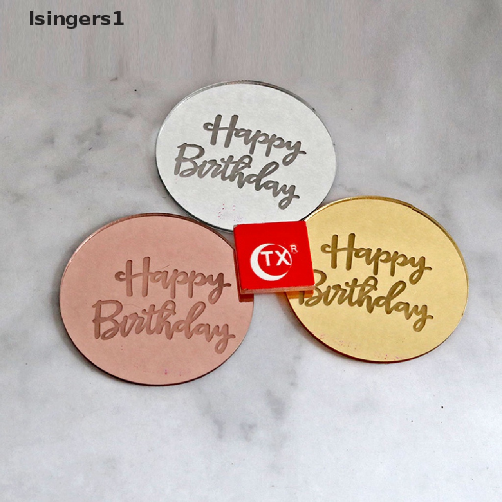 (lsingers1) Topper Kue Ulang Tahun Bentuk Lingkaran Bahan Akrilik Warna Rose Gold