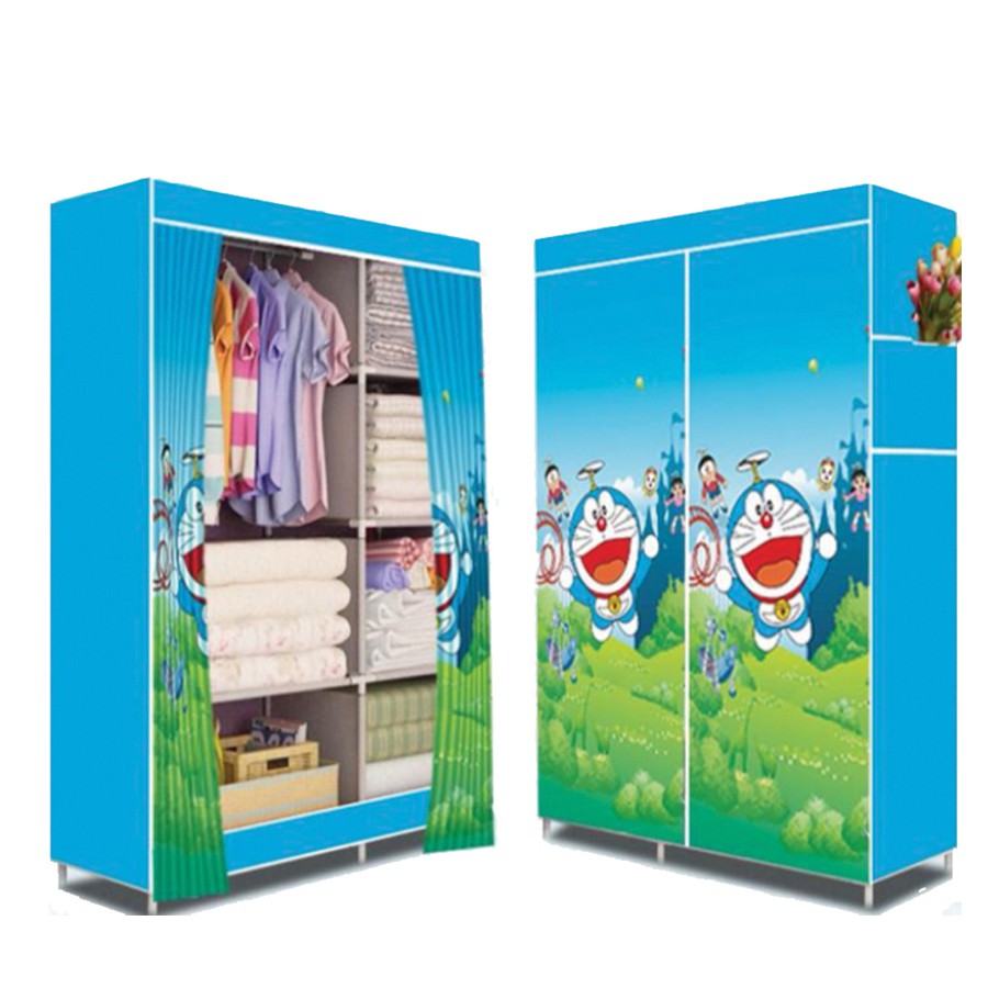 PROMO TERMURAH Lemari Baju Multifungsi dengan Tempat Gantungan Baju dan Penutup Debu Karakter
