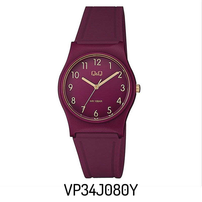 Q&Q Original Jam Tangan Wanita VP34J Series - Jam Tangan Unisex - Karet-VP34J080Y Wine