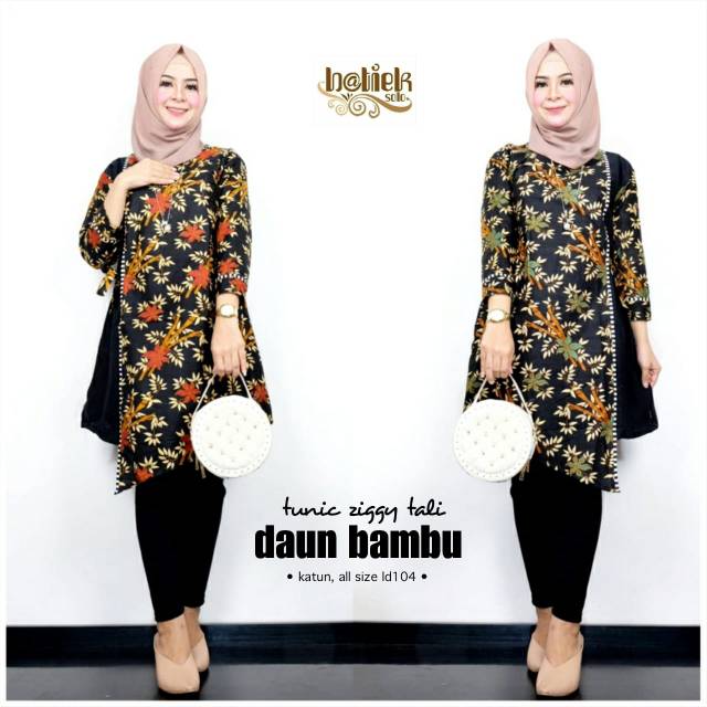  Grosir  Batik  Dress Tunik Batik  Ziggy Bambu Daun Shopee 