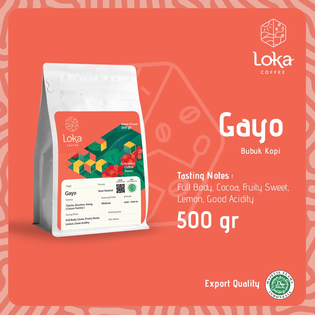 

LOKA COFFEE Kopi Aceh Gayo - Kopi Arabica Biji Kopi / Bubuk Kopi Fresh Asli - 500 gr