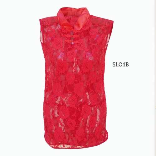 [BISA COD] SEXY CHEONGSAM LINGERIE WANITA NIGHT GOWN SLEEP WEAR LACE MERAH SL01B