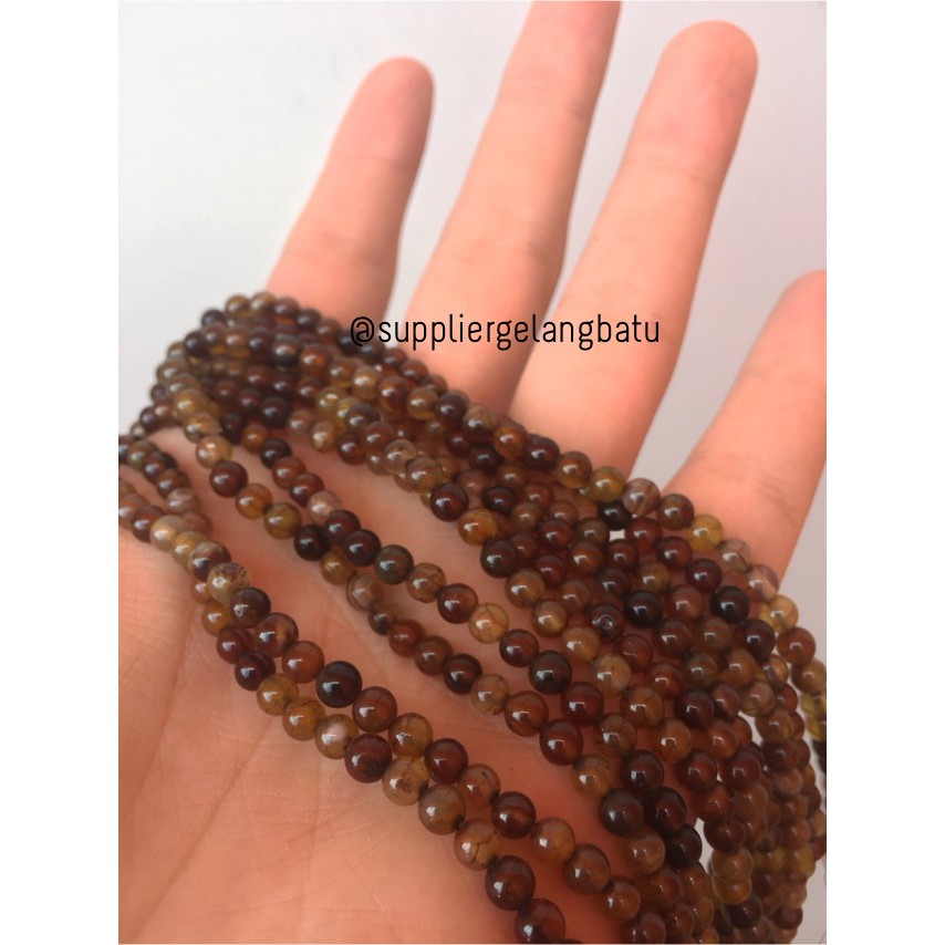 bahan yellow agate 4mm natural kuning corak akik alam asli aksesoris bongkah batu kerajinan tangan