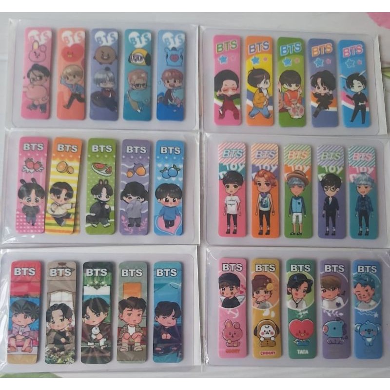 1 SET 100PCS STICKY NOTES PLASTIK MOTIF / STICKY NOTES / PEMBATAS BUKU BTS