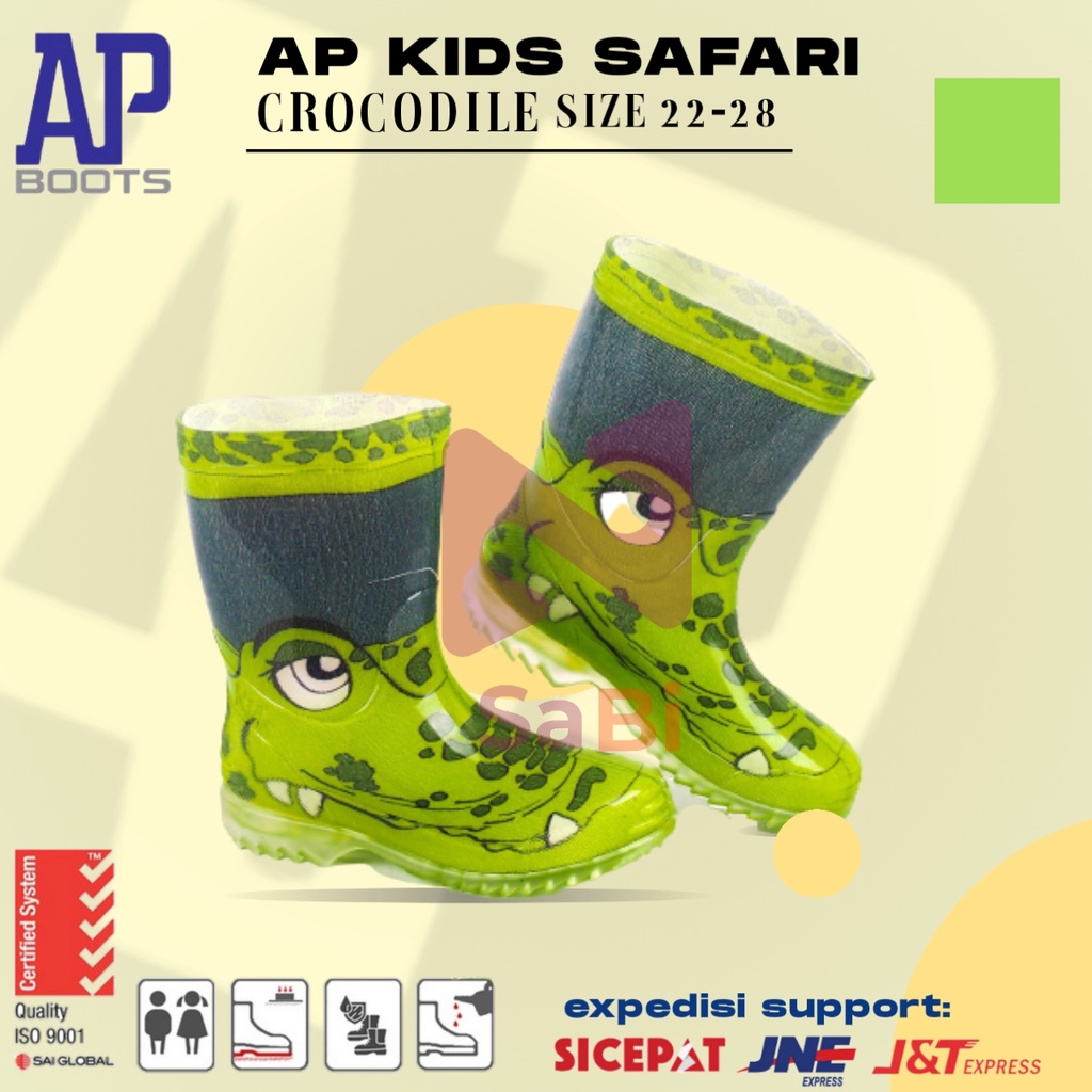Sepatu Boot Anak AP BOOTS SAFARI Crocodile- Sepatu Boot Karet Motif Buaya/sepatu boots kecil,sepatu 