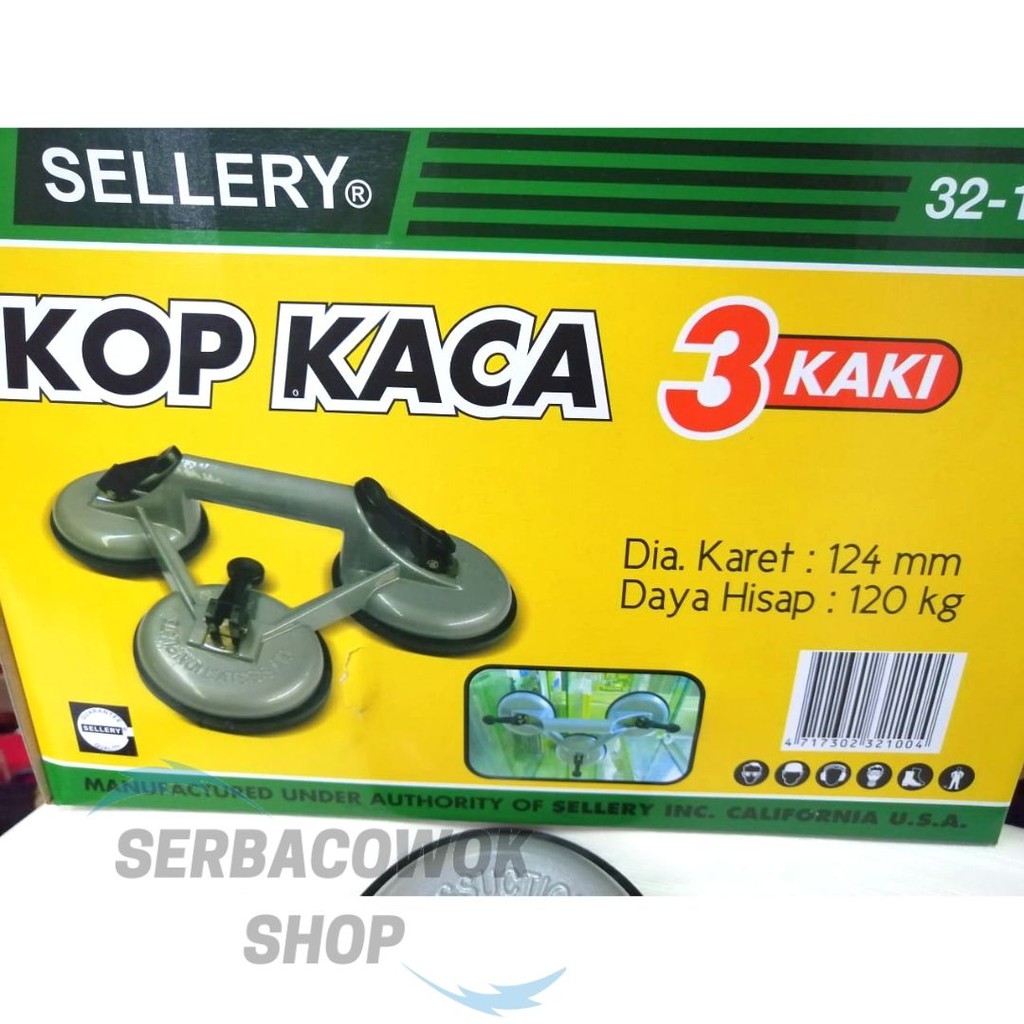 Alat Kop Kaca Kaki Tiga Suction Cup Sellery 3 Leg Kapasitas 120 Kg Pengangkat Kaca Termurah