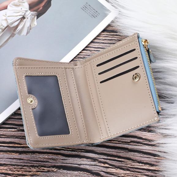 DOMPET WANITA LIPAT KECIL FELICIA WA033B2 KULIT KUCING BIRU FASHION IMPORT  ABG BATAM DENIM ORI 7W7