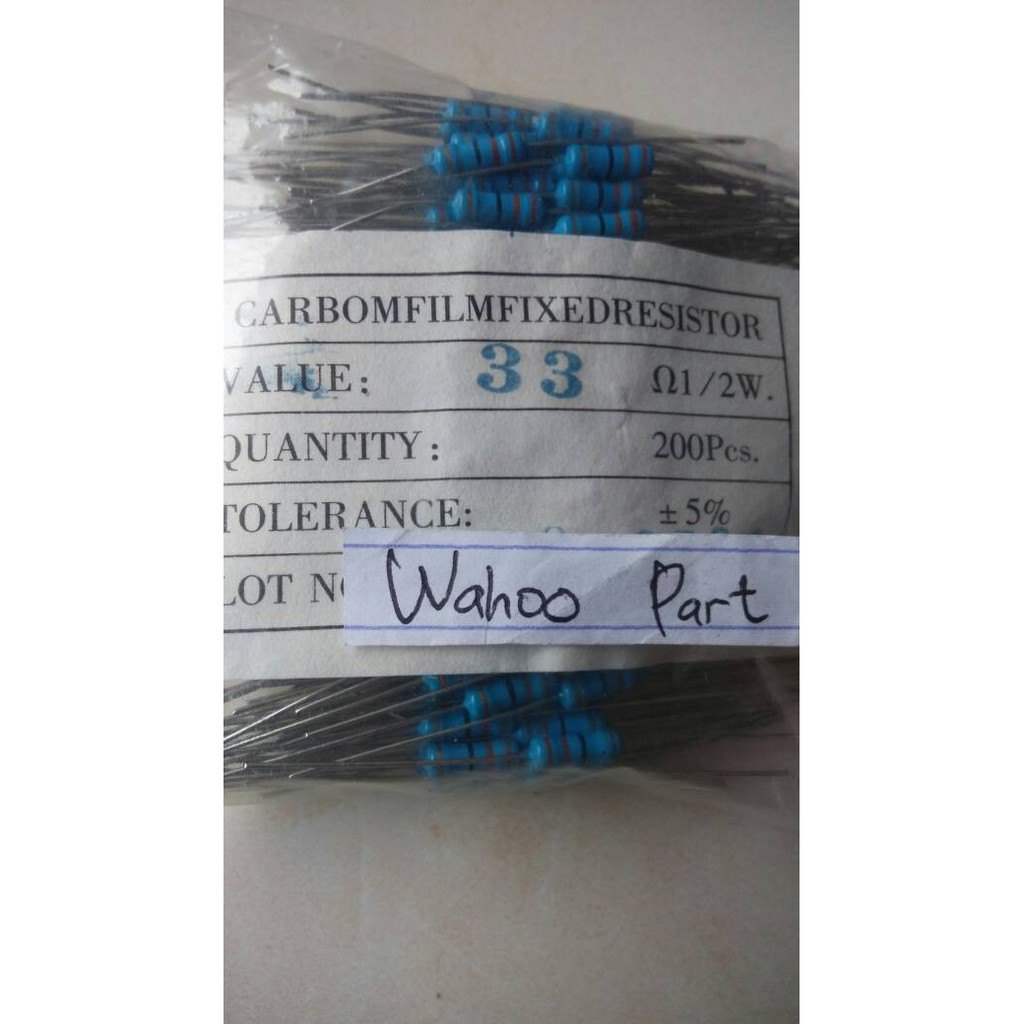 Resistor 33 ohm 1/2 watt 5% isi (100 pcs )