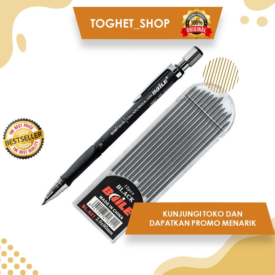 

Pensil Mekanik Mechanical Pencil 2B Ketebalan 2mm 12 Isi Pensil Mekanik Desain Body Ergonomis