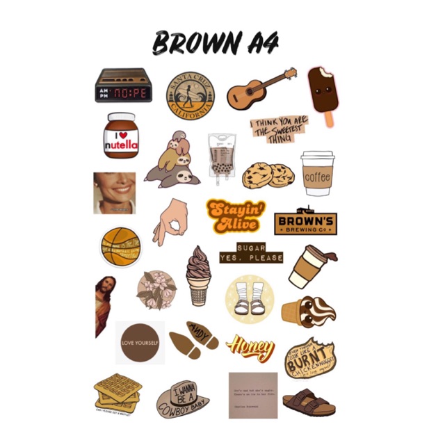 Paling Baru Aesthetic Sticker Set Brown Aneka Stiker Keren 