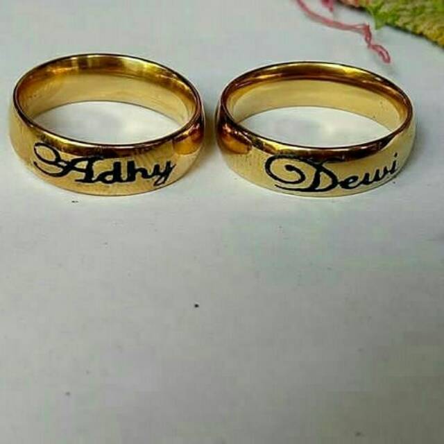 Cincin nama couple lapis emas 24karat